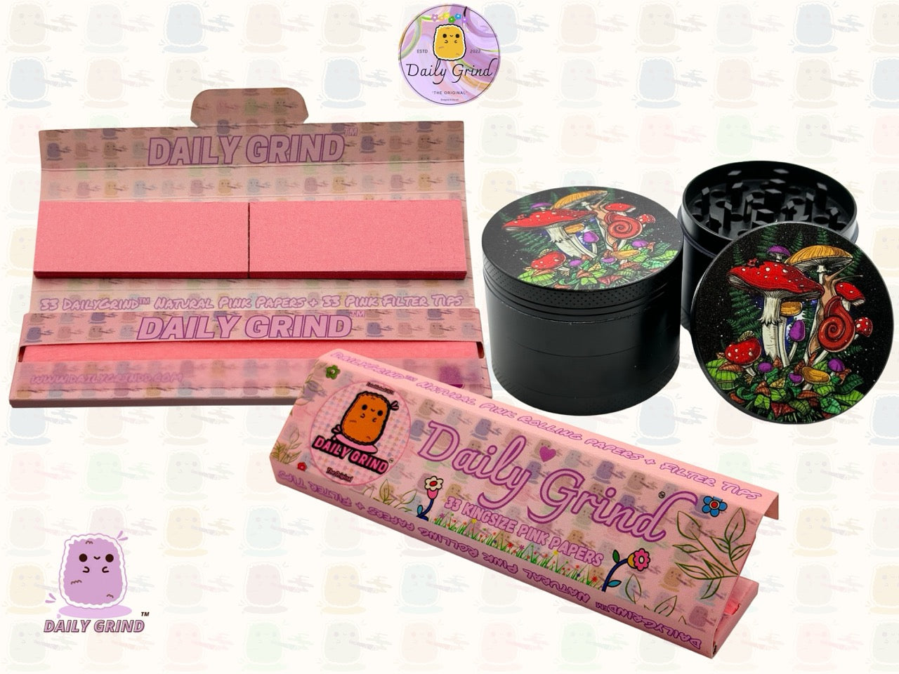 Variétés de champignons et fougères de dessins animés mignons de 50mm, broyeur d'herbes en métal de haute qualité en 4 parties, cadeau