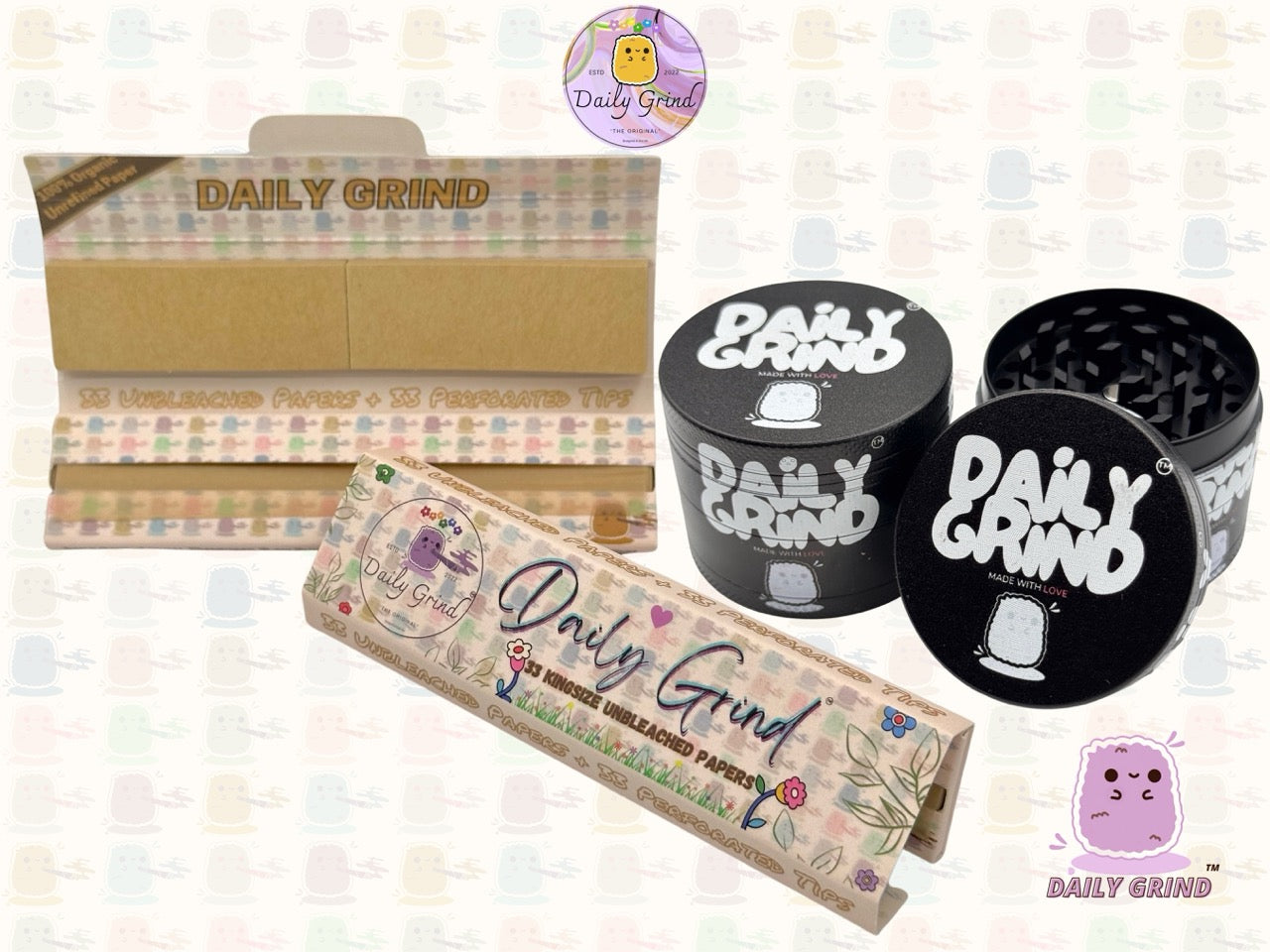 Black Made with Love Daily Grind - 50mm Premium 4-Piece Custom Metal Tobacco Herb Grinder Cute Gift