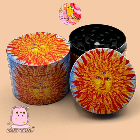 Sun God Third Eye - 50mm 4-Piece High Quality Custom Metal Tobacco Herb Grinder Gift Idea