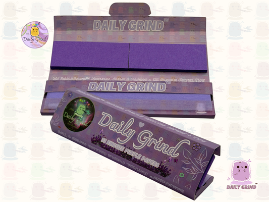 Daily Grind™ Purple Kingsize Rolling Papers 33 Sheets + Tips - High Quality, Super Cute Gift!!