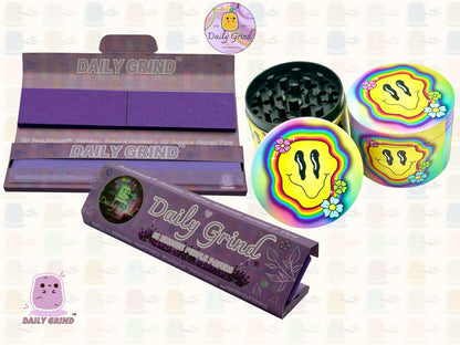 Wavy Face Colourful Smiling Hallucinate - 50mm 4-Piece High Quality Custom Metal Tobacco Herb Grinder Gift Idea