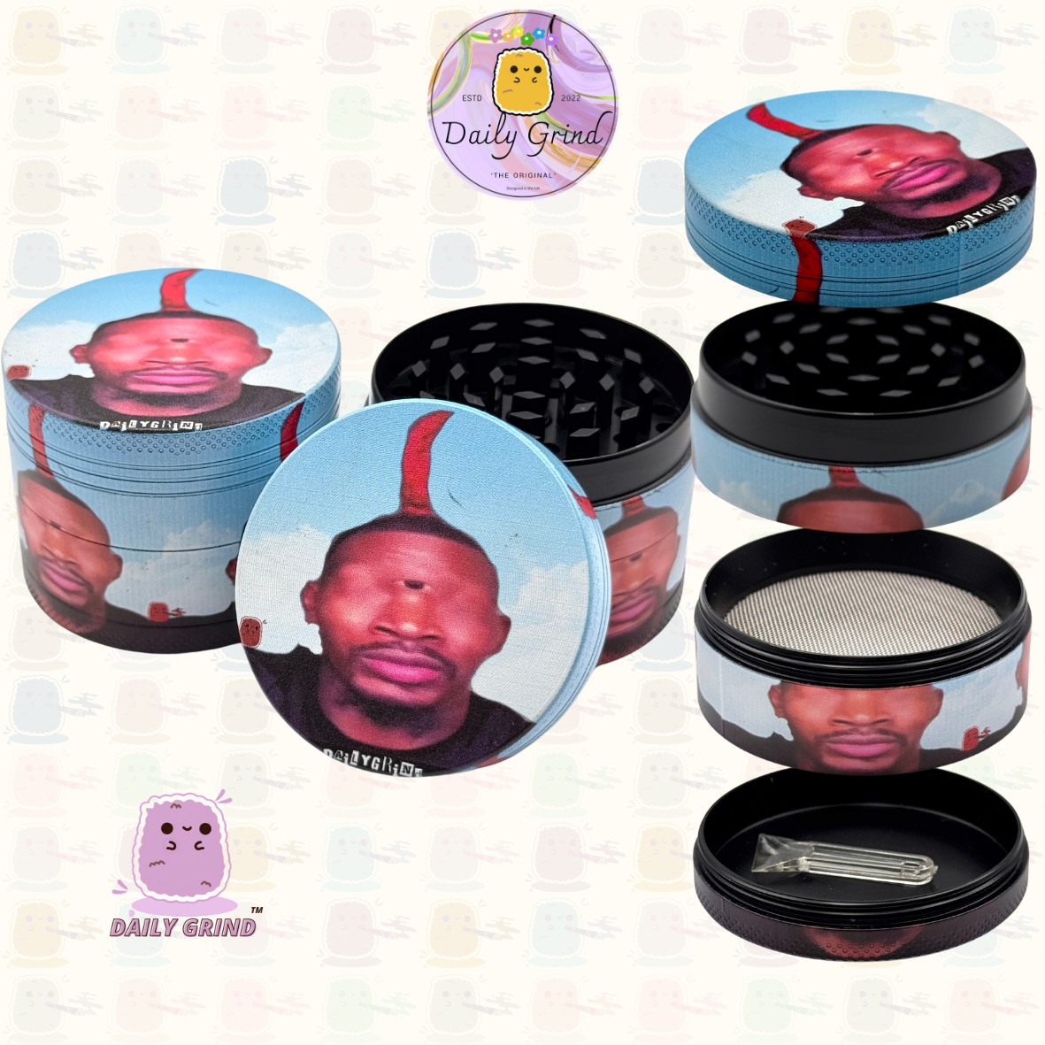 One Eyed Dude Funny - 50mm Premium 4-Piece Custom Metal Tobacco Herb Grinder Gift Idea