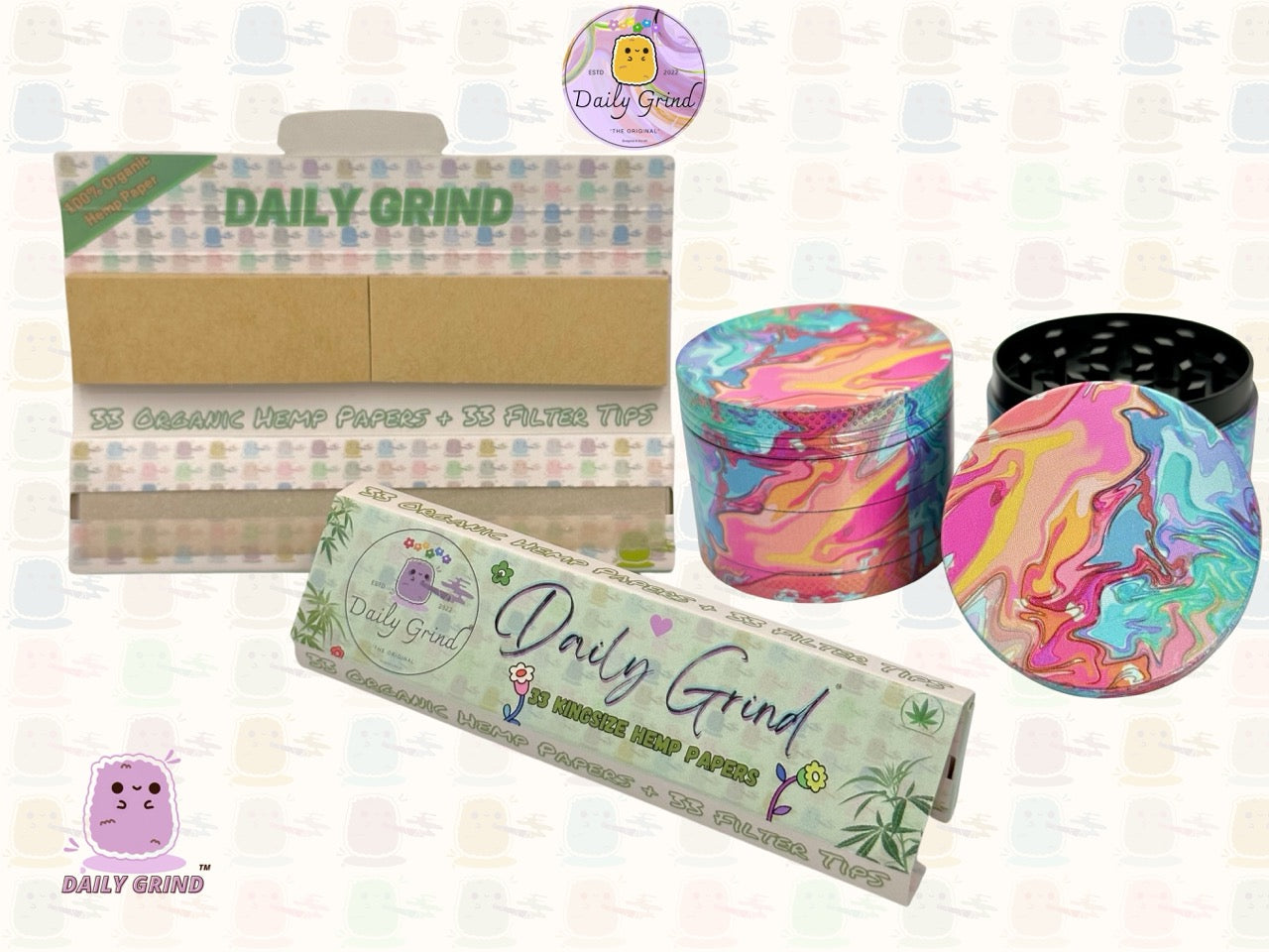 Pastel Tie Dye - 50mm 4-Piece High Quality Metal Tobacco Herb Grinder Gift Idea