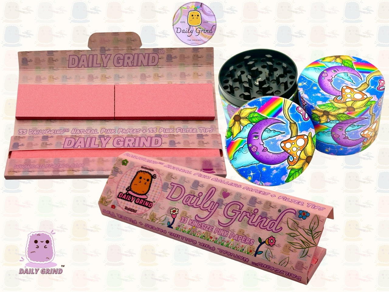 Coloré Trippy Moon Mushroom Rainbow Trippy - 50mm 4 pièces de haute qualité personnalisé en métal broyeur d'herbes cadeau 