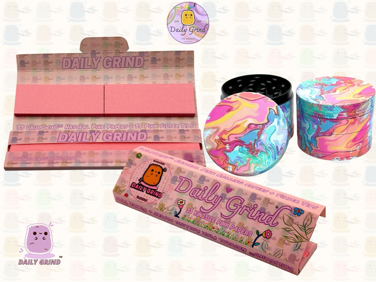 Pastel Tie Dye - 50mm 4-Piece High Quality Metal Tobacco Herb Grinder Gift Idea