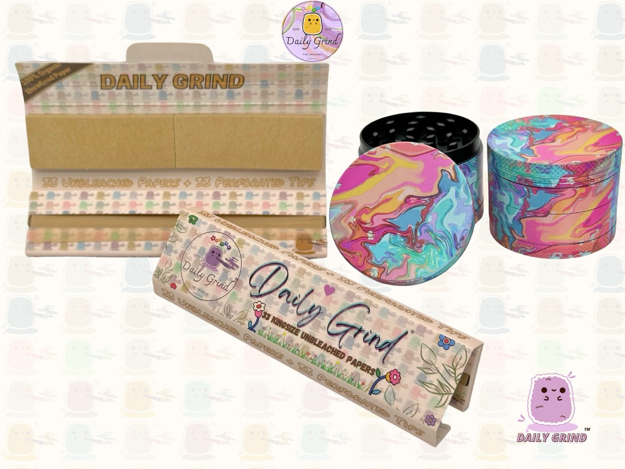 Pastel Tie Dye - 50mm 4-Piece High Quality Metal Tobacco Herb Grinder Gift Idea