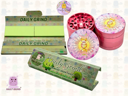 Sun & Moon Pink Aluminium Astrology - 50mm 4-Piece High Quality Custom Tobacco Herb Grinder Gift Idea