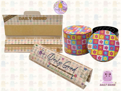 Fleurs damier mignon motif Pastel 50mm 4 pièces haute qualité personnalisé métal herbe broyeur cadeau 