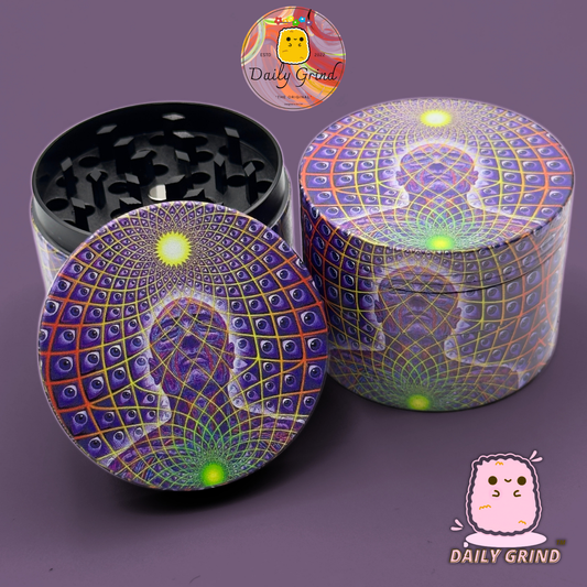 Motif Trippy coloré ondulé liquide Hallucination 50mm 4 pièces haute qualité personnalisé métal herbe broyeur cadeau 