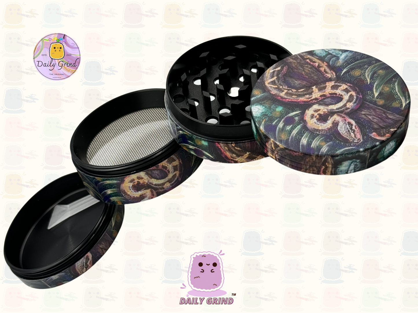 Jungle Snake Burmese Python - 50mm Premium 4-Piece Custom Metal Tobacco Herb Grinder Gift Idea