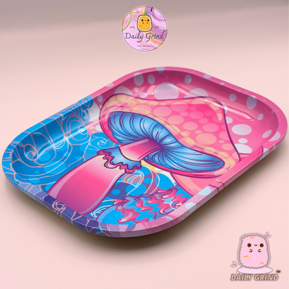 Mignon hippie champignon halluciné néon Design – Plateau en métal 14 x 18 cm pour morceaux et pièces, bijoux, cristaux, etc. Idée cadeau bibelots