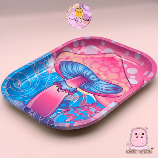 Mignon hippie champignon halluciné néon Design – Plateau en métal 14 x 18 cm pour morceaux et pièces, bijoux, cristaux, etc. Idée cadeau bibelots