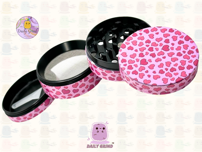 Pink Love Hearts Cute Girly - 50mm 4-Piece High Quality Metal Tobacco Herb Grinder Gift Idea
