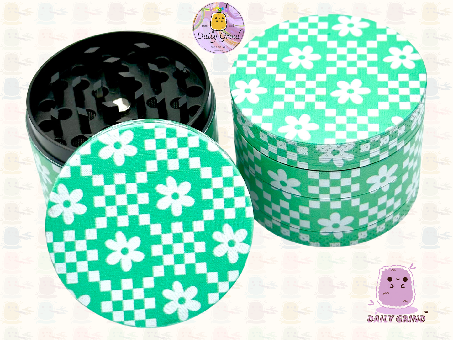 Green Flower Monogram Vintage - 50mm 4-Piece High Quality Custom Metal Tobacco Herb Grinder Gift Idea