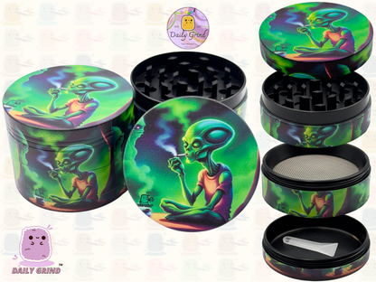 Motif Trippy coloré ondulé liquide Hallucination 50mm 4 pièces haute qualité personnalisé métal herbe broyeur cadeau 