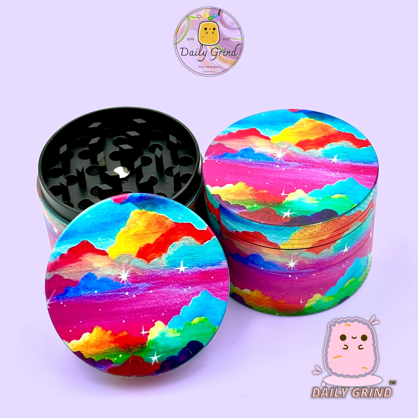 Nuages ​​colorés bel art-50mm 4 pièces cadeau de broyeur d'herbes en métal personnalisé de haute qualité