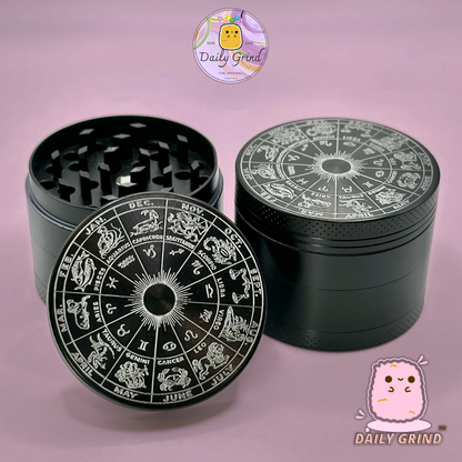 Tableau des signes astrologiques gravés – 50 mm, 4 pièces, broyeur d'herbes en métal personnalisé de haute qualité, cadeau 