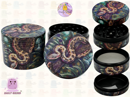 Jungle Snake Burmese Python - 50mm Premium 4-Piece Custom Metal Tobacco Herb Grinder Gift Idea