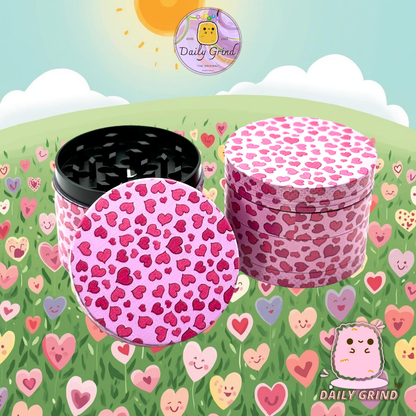 Pink Love Hearts Cute Girly - 50mm 4-Piece High Quality Metal Tobacco Herb Grinder Gift Idea
