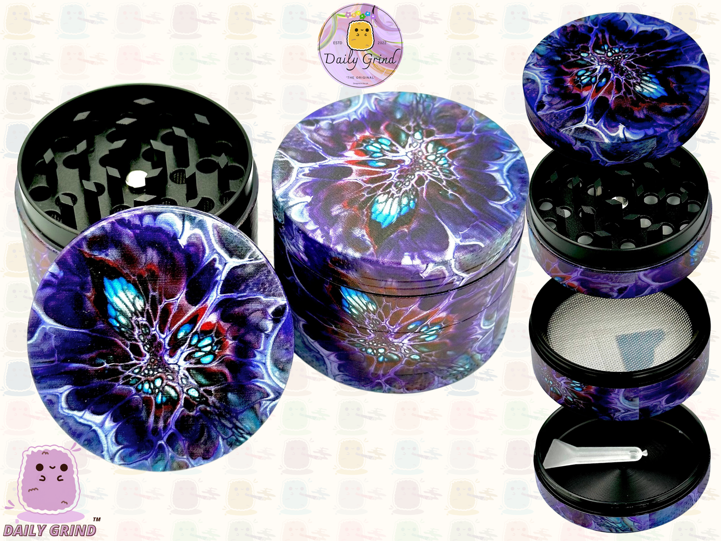 Oil Spill Web Slime Grunge - 50mm 4-Piece High Quality Metal Tobacco Herb Grinder Gift Idea
