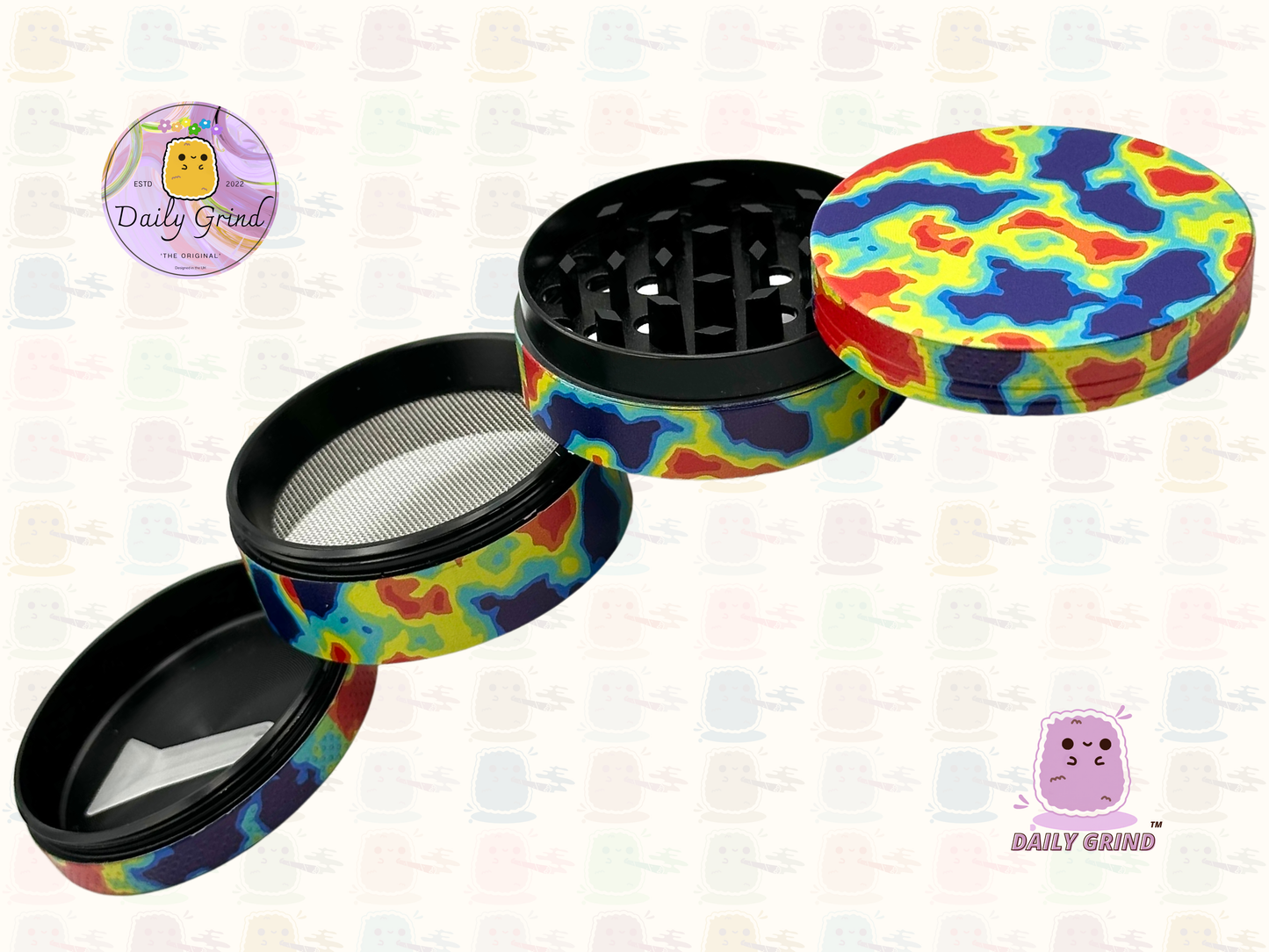 Thermal Imaging Vibrant Colourful - 50mm 4-Piece High Quality Custom Metal Tobacco Herb Grinder Gift Idea