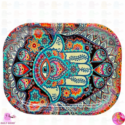 Spiritual Hand Hamsa Tattoo Design - 14x18cm Metal Tray Surface for Bits & Pieces Jewellery, Crystals, etc  Idea Trinkets  Gift