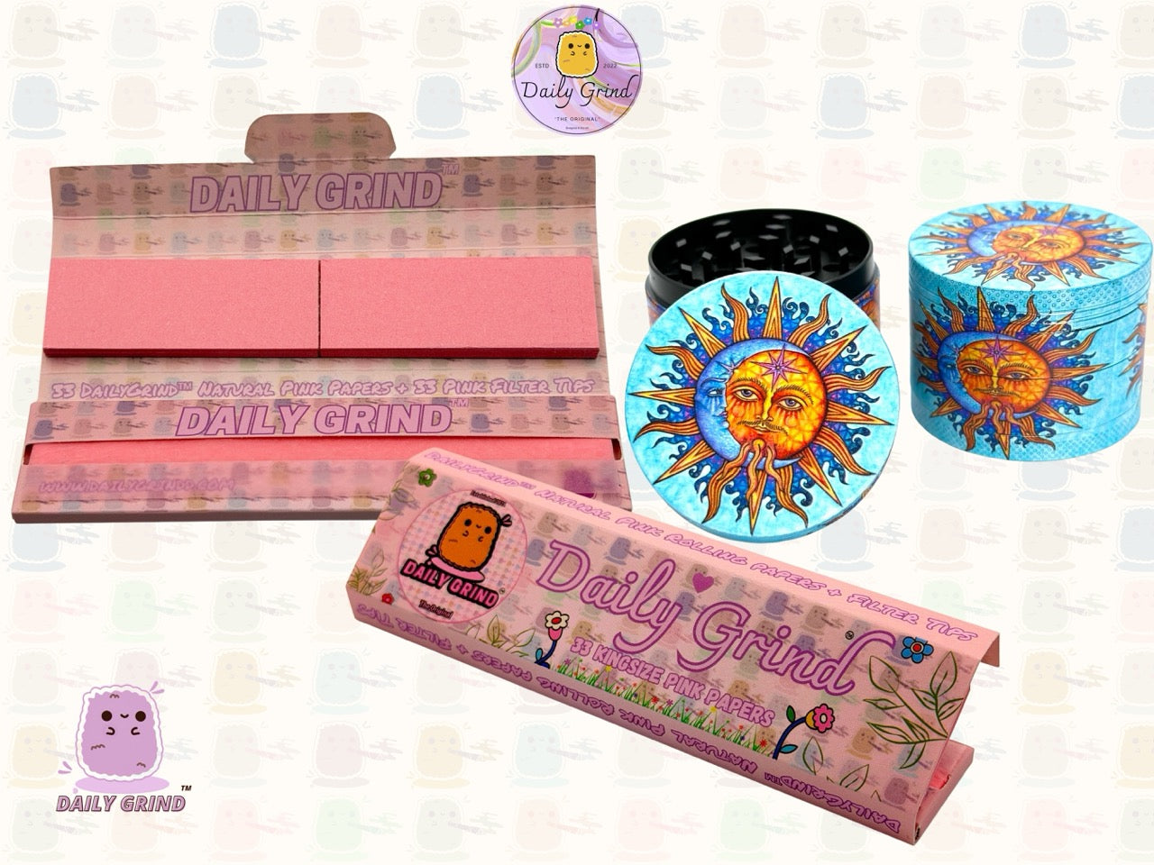 Sun & Moon Spiritual Blue - 50mm 4-Piece High Quality Custom Metal Tobacco Herb Grinder Gift Idea
