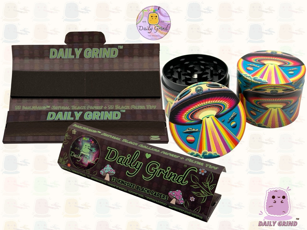 UFO Alien Ship Colourful - 50mm 4-Piece High Quality Custom Metal Tobacco Herb Grinder Gift Idea