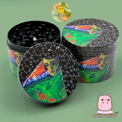 Motif Trippy coloré ondulé liquide Hallucination 50mm 4 pièces haute qualité personnalisé métal herbe broyeur cadeau 