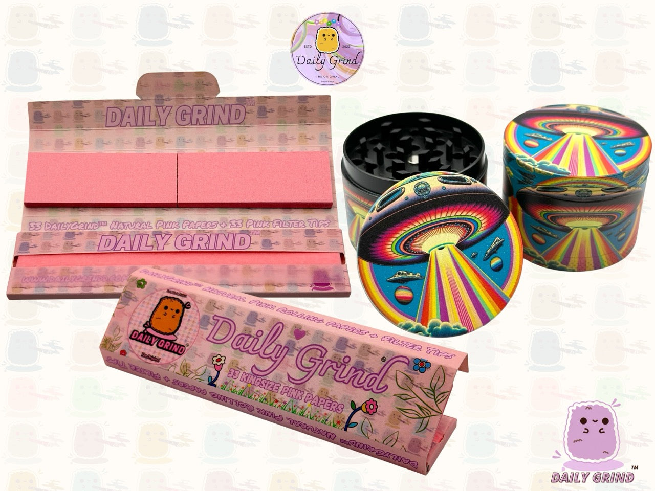 UFO Alien Ship Colourful - 50mm 4-Piece High Quality Custom Metal Tobacco Herb Grinder Gift Idea