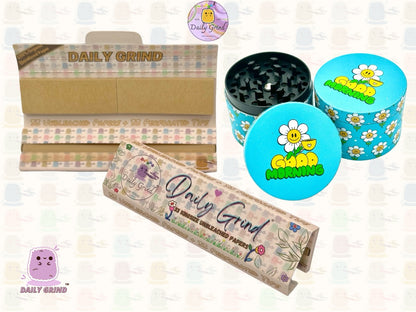 Good Morning Coffee Cute Happy Flower - 50mm 4-Piece High Quality Custom Metal Tobacco Herb Grinder Gift Idea