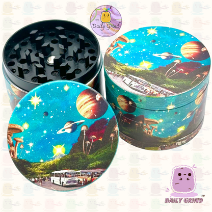 American Diner 1950's Space Planets - 50mm 4-Piece High Quality Custom Metal Tobacco Herb Grinder Gift Idea