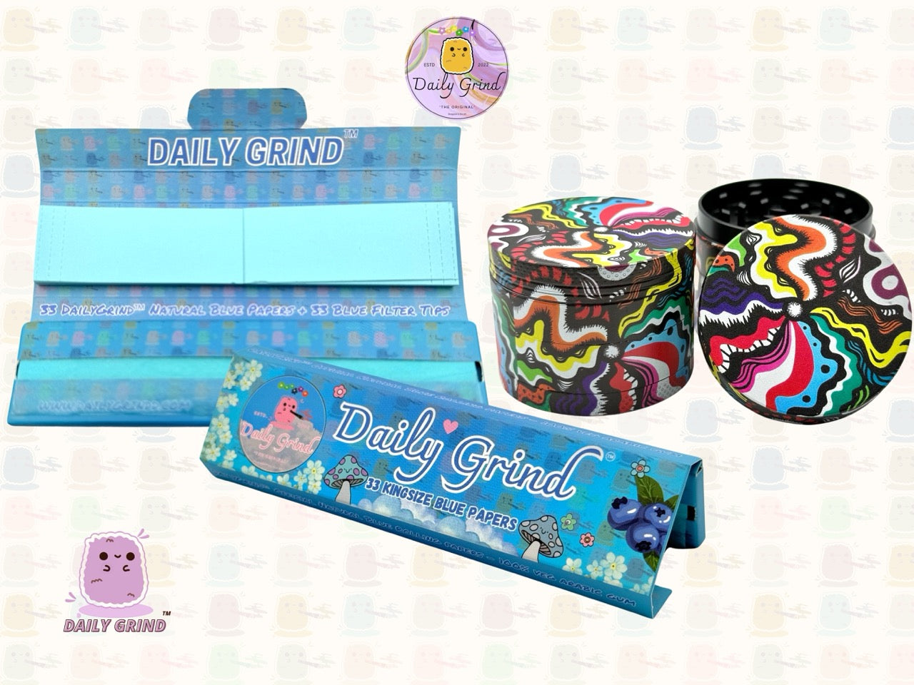 Motif Trippy coloré ondulé liquide Hallucination 50mm 4 pièces haute qualité personnalisé métal herbe broyeur cadeau 