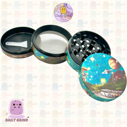 American Diner 1950's Space Planets - 50mm 4-Piece High Quality Custom Metal Tobacco Herb Grinder Gift Idea