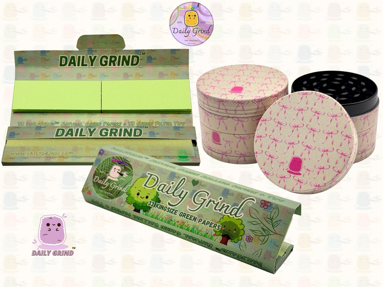 Cute Pink Bows - 50mm Premium 4-Piece Custom Metal Tobacco Herb Grinder Cute Gift