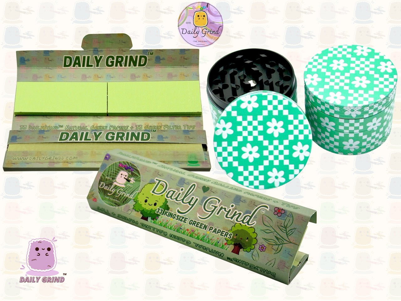 Green Flower Monogram Vintage - 50mm 4-Piece High Quality Custom Metal Tobacco Herb Grinder Gift Idea