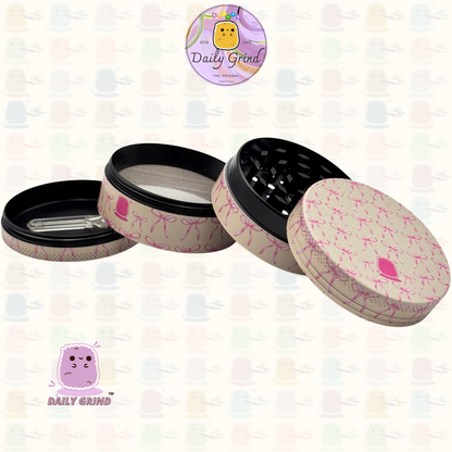 Cute Pink Bows - 50mm Premium 4-Piece Custom Metal Tobacco Herb Grinder Cute Gift