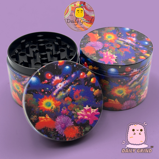 Fantasy Night Garden Flower Dream - 50mm 4-Piece High Quality Custom Metal Tobacco Herb Grinder Gift Idea