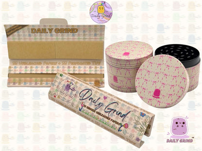 Cute Pink Bows - 50mm Premium 4-Piece Custom Metal Tobacco Herb Grinder Cute Gift