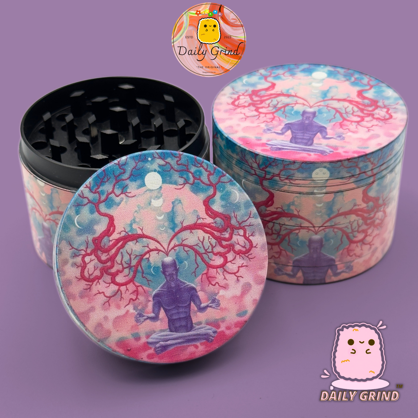 Motif Trippy coloré ondulé liquide Hallucination 50mm 4 pièces haute qualité personnalisé métal herbe broyeur cadeau 