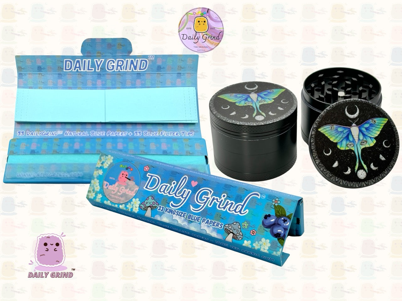 Beau papillon + cycles de lune lunaire Beau papillon nature spirituelle - 50mm 4 pièces de haute qualité personnalisé métal herbe broyeur cadeau 