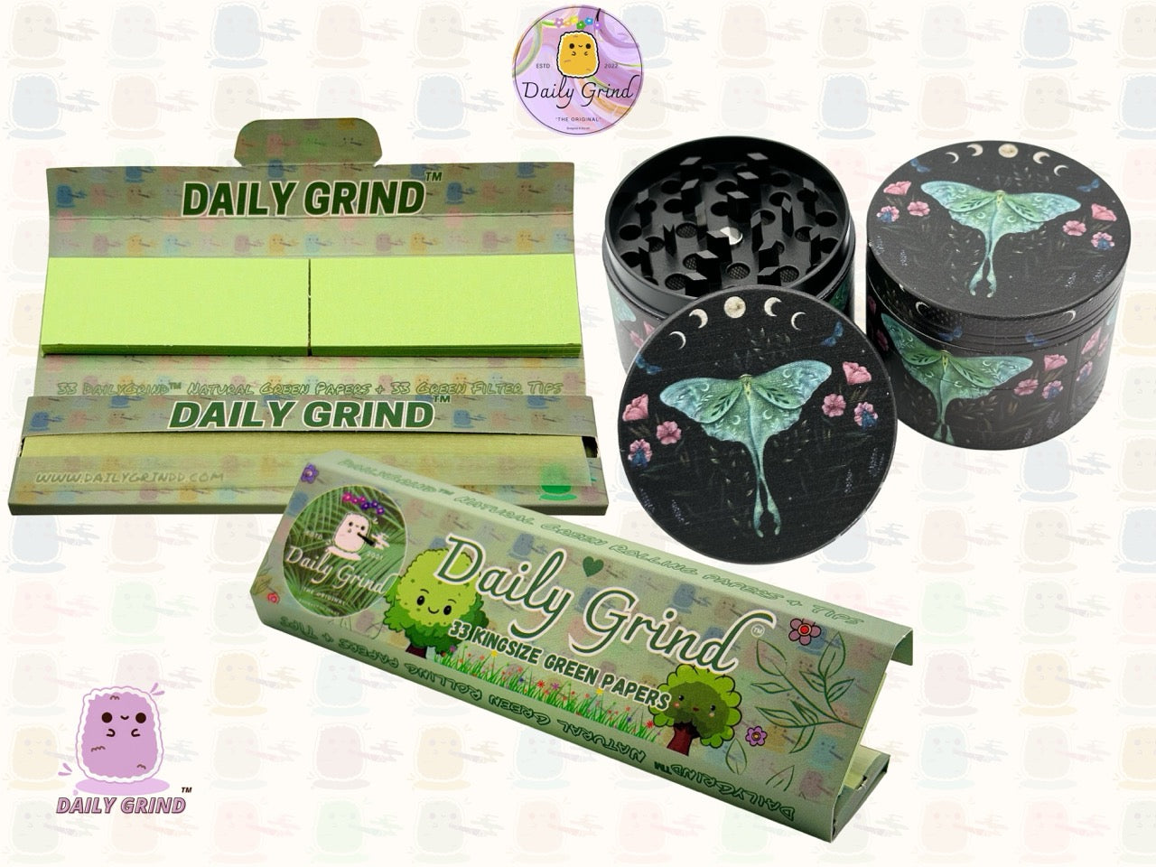 Lunar Moon Cycle Moth Dark Night - 50mm 4-Piece High Quality Metal Tobacco Herb Grinder Gift Idea
