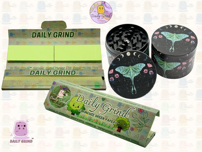 Lunar Moon Cycle Moth Dark Night - 50mm 4-Piece High Quality Metal Tobacco Herb Grinder Gift Idea