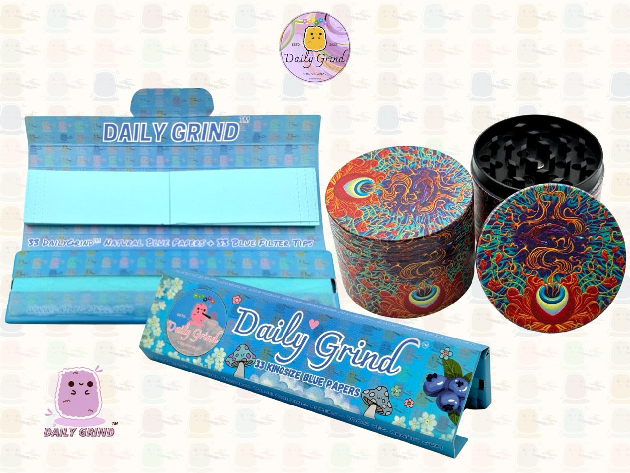Motif Trippy coloré ondulé liquide Hallucination 50mm 4 pièces haute qualité personnalisé métal herbe broyeur cadeau 