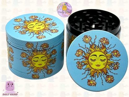 50mm Mignon Soleil et Fleur Joyeux Tournesol Énergie Calme - 4 parties Broyeur d'herbes en métal de haute qualité Cadeau 