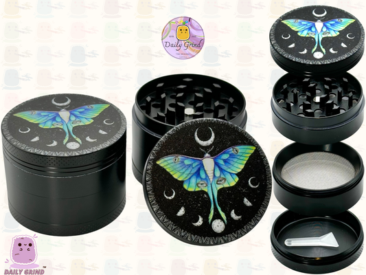 Beau papillon + cycles de lune lunaire Beau papillon nature spirituelle - 50mm 4 pièces de haute qualité personnalisé métal herbe broyeur cadeau 