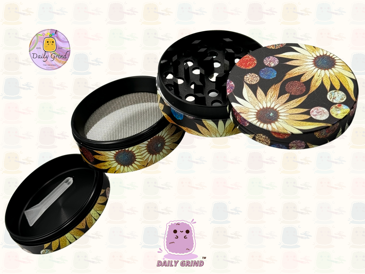 Motif Trippy coloré ondulé liquide Hallucination 50mm 4 pièces haute qualité personnalisé métal herbe broyeur cadeau 