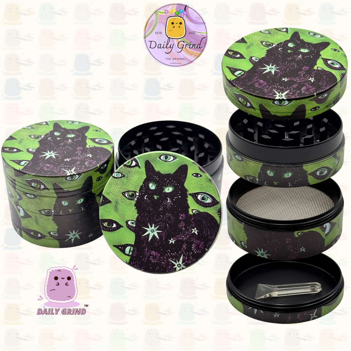 Mignon œil de cristal coloré Trippy 50mm 4 pièces de haute qualité personnalisé broyeur d'herbes en métal cadeau 