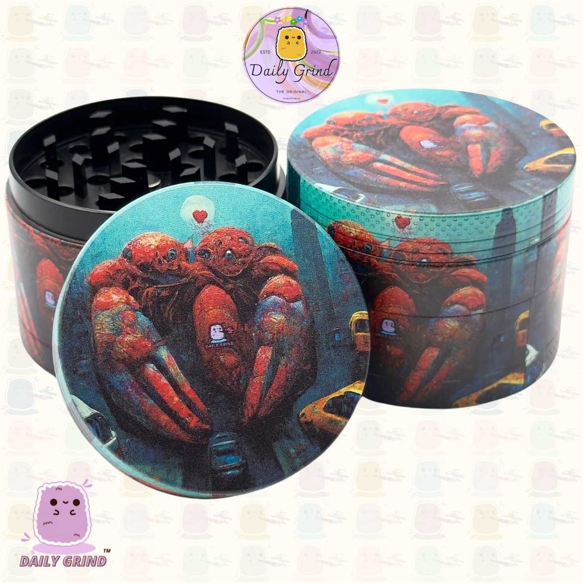 Motif Trippy coloré ondulé liquide Hallucination 50mm 4 pièces haute qualité personnalisé métal herbe broyeur cadeau 