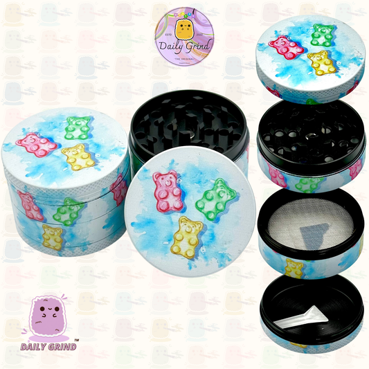 Gummy Bear Sweet Candy Cute - 50mm 4-Piece High Quality Custom Metal Tobacco Herb Grinder Gift Idea